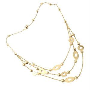 Authentic! Bulgari Bvlgari Lucea 18k Yellow Gold Three Row Necklace